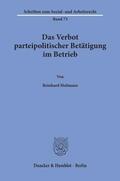 Hofmann |  Das Verbot parteipolitischer Betätigung im Betrieb. | eBook | Sack Fachmedien