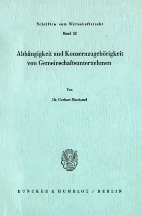 Marchand | Abhängigkeit und Konzernzugehörigkeit von Gemeinschaftsunternehmen. | E-Book | www.sack.de