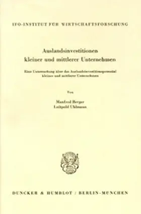 Berger / Uhlmann |  Auslandsinvestitionen kleiner und mittlerer Unternehmen. | eBook | Sack Fachmedien