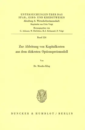Klug |  Zur Ableitung von Kapitalkosten aus dem diskreten Optionspreismodell. | eBook | Sack Fachmedien