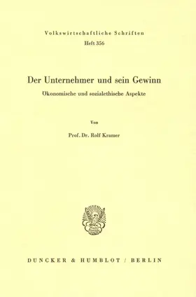 Kramer |  Der Unternehmer und sein Gewinn. | eBook | Sack Fachmedien