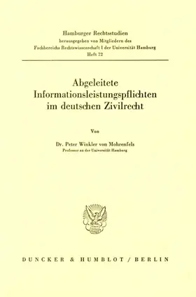 Winkler von Mohrenfels |  Abgeleitete Informationsleistungspflichten im deutschen Zivilrecht. | eBook | Sack Fachmedien