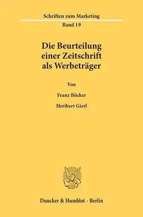 Böcker / Gierl |  Die Beurteilung einer Zeitschrift als Werbeträger. | eBook | Sack Fachmedien