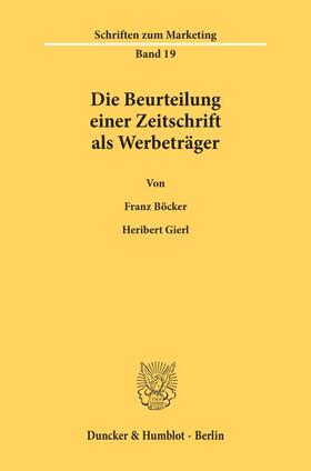 Böcker / Gierl | Die Beurteilung einer Zeitschrift als Werbeträger. | E-Book | sack.de