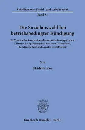 Rass | Die Sozialauswahl bei betriebsbedingter Kündigung. | E-Book | www.sack.de