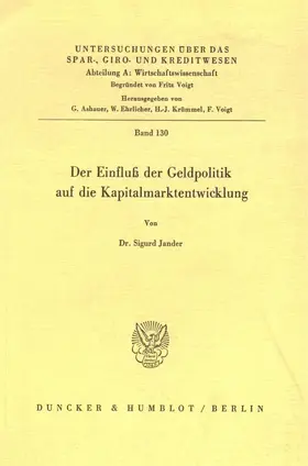 Jander |  Der Einfluß der Geldpolitik auf die Kapitalmarktentwicklung. | eBook | Sack Fachmedien