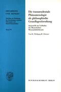 Gleixner |  Die transzendentale Phänomenologie als philosophische Grundlagenforschung, | eBook | Sack Fachmedien