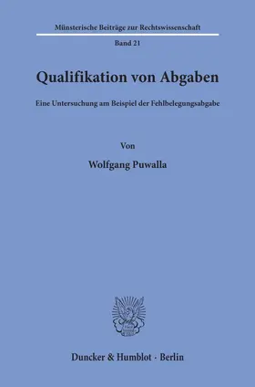 Puwalla |  Qualifikation von Abgaben. | eBook | Sack Fachmedien