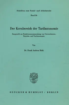 Meik |  Der Kernbereich der Tarifautonomie. | eBook | Sack Fachmedien