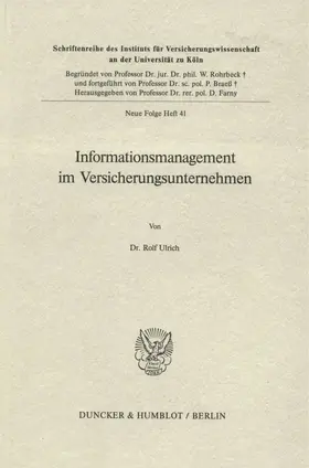 Ulrich |  Informationsmanagement im Versicherungsunternehmen. | eBook | Sack Fachmedien