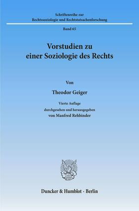 Rehbinder / Geiger | Vorstudien zu einer Soziologie des Rechts. | E-Book | sack.de