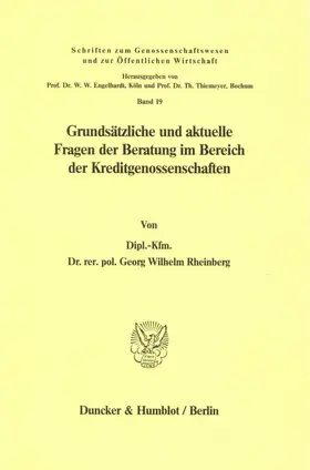 Rheinberg |  Grundsätzliche und aktuelle Fragen der Beratung im Bereich der Kreditgenossenschaften. | eBook | Sack Fachmedien
