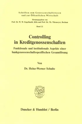 Schulte |  Controlling in Kreditgenossenschaften. | eBook | Sack Fachmedien