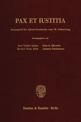 Kaluza / Paarhammer / Klecatsky | Pax et Iustitia. | E-Book | sack.de
