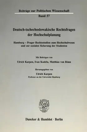 Karpen |  Deutsch-tschechoslowakische Rechtsfragen der Hochschulplanung. | eBook | Sack Fachmedien