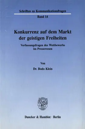 Klein |  Konkurrenz auf dem Markt der geistigen Freiheiten. | eBook | Sack Fachmedien