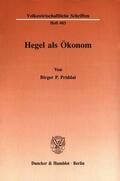 Priddat |  Hegel als Ökonom. | eBook | Sack Fachmedien