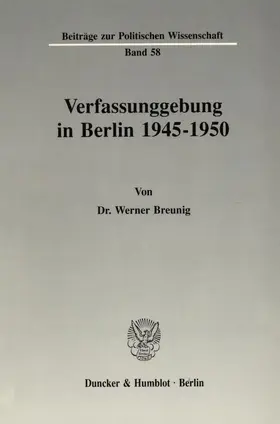 Breunig |  Verfassunggebung in Berlin 1945–1950. | eBook | Sack Fachmedien