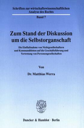 Werra | Zum Stand der Diskussion um die Selbstorganschaft. | E-Book | sack.de