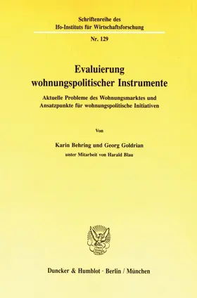 Goldrian / Behring | Evaluierung wohnungspolitischer Instrumente. | E-Book | sack.de