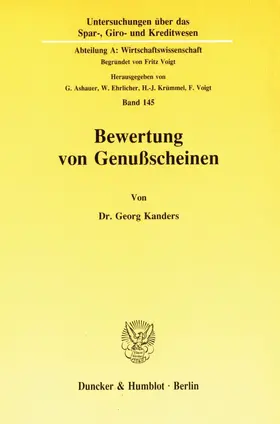 Kanders |  Bewertung von Genußscheinen. | eBook | Sack Fachmedien