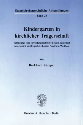 Kämper |  Kindergärten in kirchlicher Trägerschaft. | eBook | Sack Fachmedien