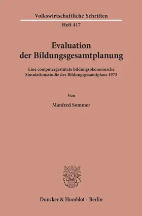 Sommer |  Evaluation der Bildungsgesamtplanung. | eBook | Sack Fachmedien