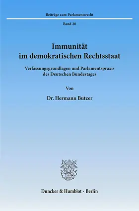 Butzer | Immunität im demokratischen Rechtsstaat. | E-Book | www.sack.de
