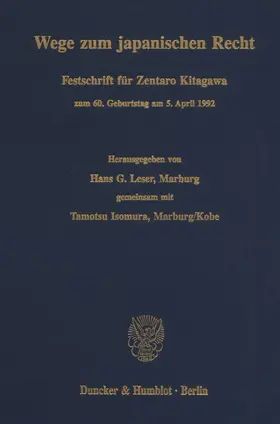 Leser / Isomura |  Wege zum japanischen Recht. | eBook | Sack Fachmedien