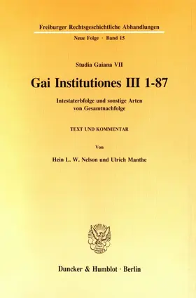 Nelson / Manthe |  Gai Institutiones III 1 - 87. | eBook | Sack Fachmedien