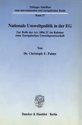 Palme |  Nationale Umweltpolitik in der EG. | eBook | Sack Fachmedien