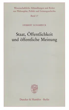 Schambeck |  Staat, Öffentlichkeit und öffentliche Meinung. | eBook | Sack Fachmedien
