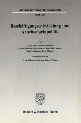 Kantzenbach / Mayer | Beschäftigungsentwicklung und Arbeitsmarktpolitik. | E-Book | sack.de
