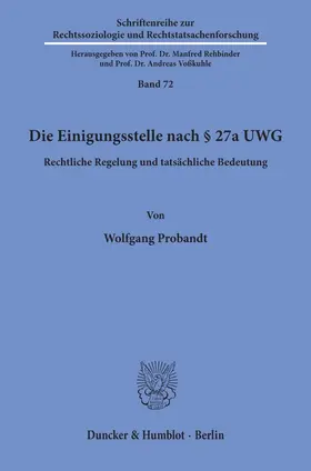 Probandt | Die Einigungsstelle nach § 27a UWG. | E-Book | sack.de