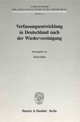 Klein |  Verfassungsentwicklung in Deutschland nach der Wiedervereinigung. | eBook | Sack Fachmedien