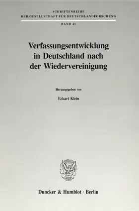 Klein |  Verfassungsentwicklung in Deutschland nach der Wiedervereinigung. | eBook | Sack Fachmedien