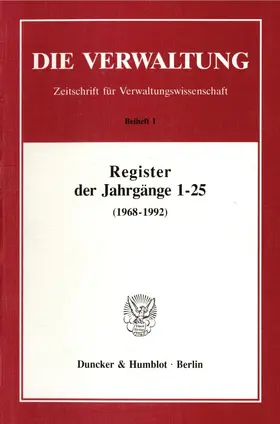  Register der Jahrgänge 1 - 25 der Zeitschrift "Die Verwaltung" (1968 - 1992). | eBook | Sack Fachmedien