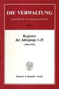  Register der Jahrgänge 1 - 25 der Zeitschrift »Die Verwaltung« (1968 - 1992). | eBook | Sack Fachmedien