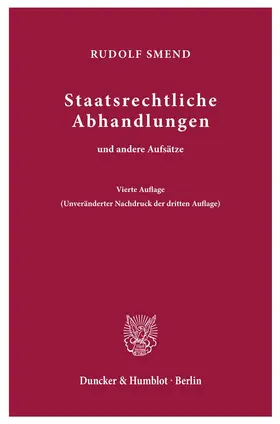 Smend | Staatsrechtliche Abhandlungen | E-Book | www.sack.de