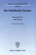 Merten |  Die Subsidiarität Europas. | eBook | Sack Fachmedien