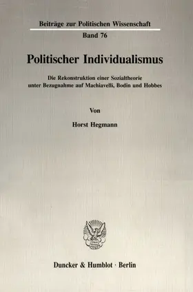Hegmann | Politischer Individualismus. | E-Book | www.sack.de