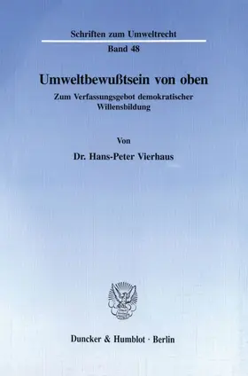 Vierhaus |  Umweltbewußtsein von oben. | eBook | Sack Fachmedien