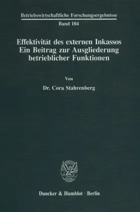Stahrenberg |  Effektivität des externen Inkassos. | eBook | Sack Fachmedien