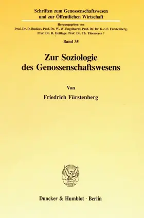 Fürstenberg |  Zur Soziologie des Genossenschaftswesens. | eBook | Sack Fachmedien