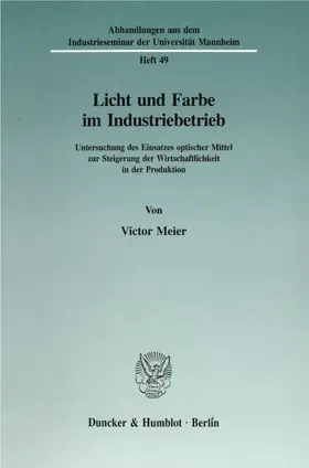Meier |  Licht und Farbe im Industriebetrieb. | eBook | Sack Fachmedien
