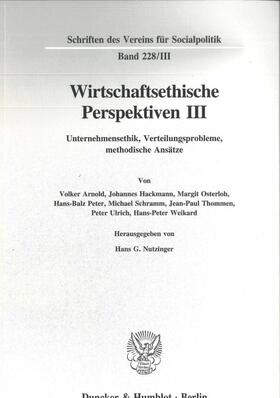 Nutzinger | Wirtschaftsethische Perspektiven III. | E-Book | sack.de