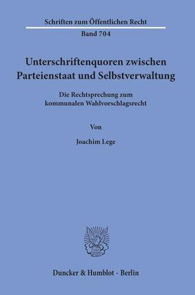 Lege | Unterschriftenquoren zwischen Parteienstaat und Selbstverwaltung. | E-Book | sack.de