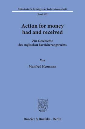 Heemann | Action for money had and received. | E-Book | sack.de