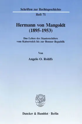 Rohlfs |  Hermann von Mangoldt (1895–1953). | eBook | Sack Fachmedien