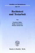 Müller / Sokolowski / Christensen |  Rechtstext und Textarbeit. | eBook | Sack Fachmedien